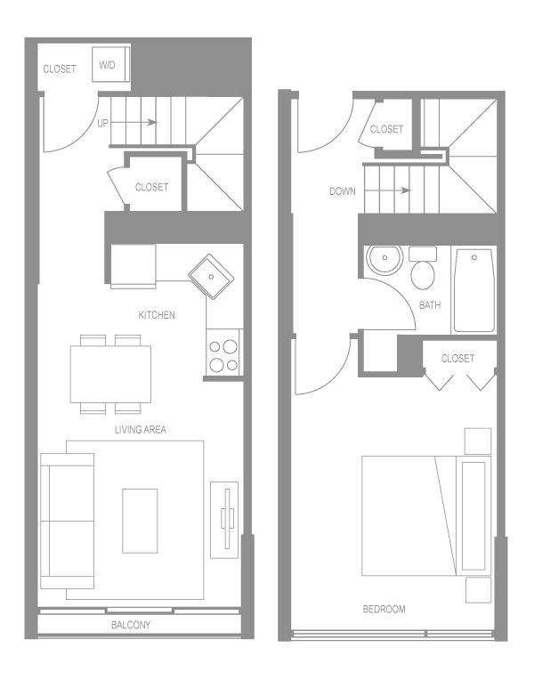 Floor Plan - Erbe One Bedroom Down B