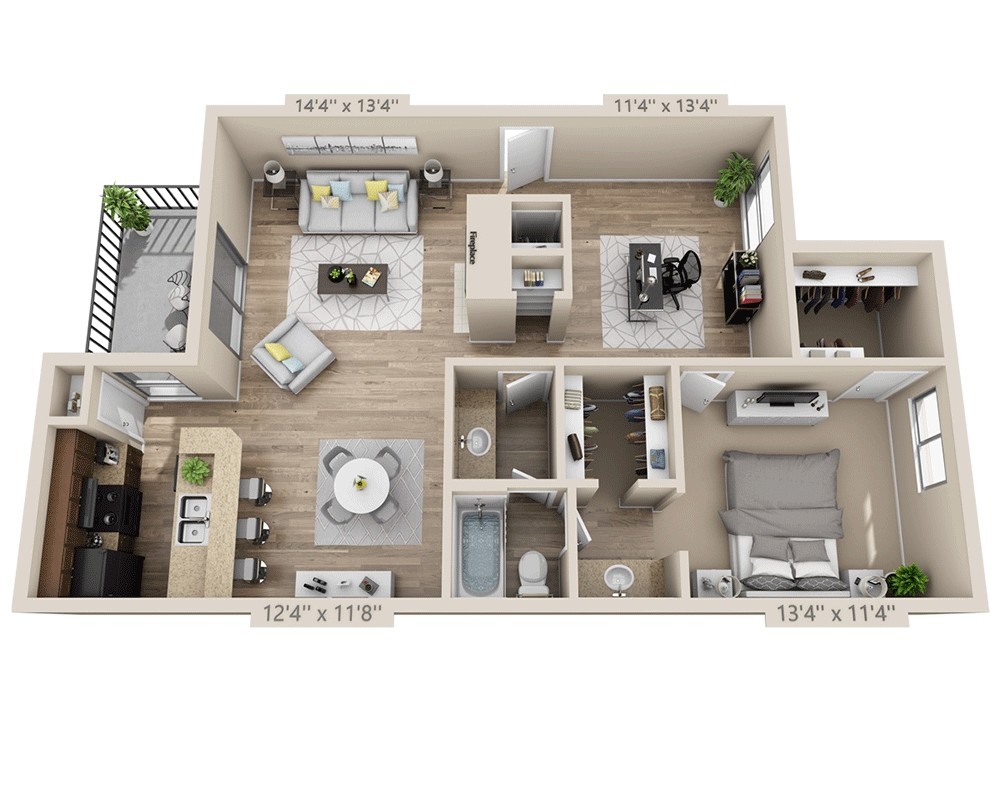 Floor Plan - One Bedroom A1.3DCW
