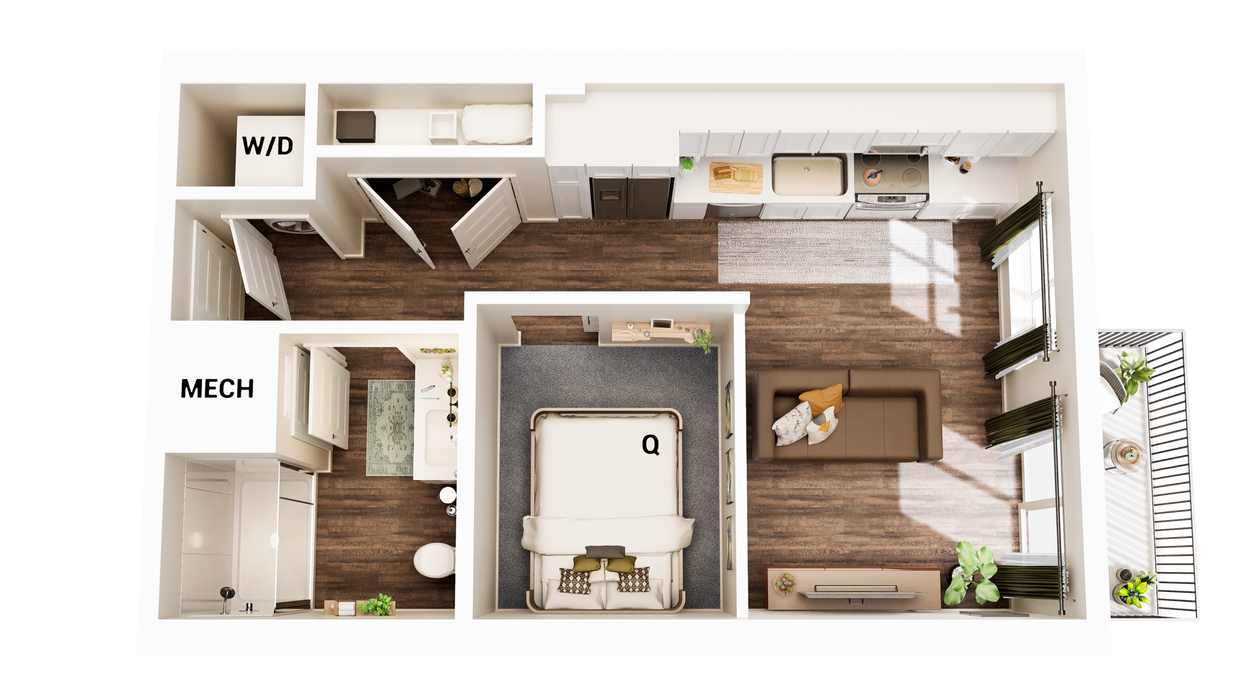Floor Plan -  Junior 1 BR Balcony