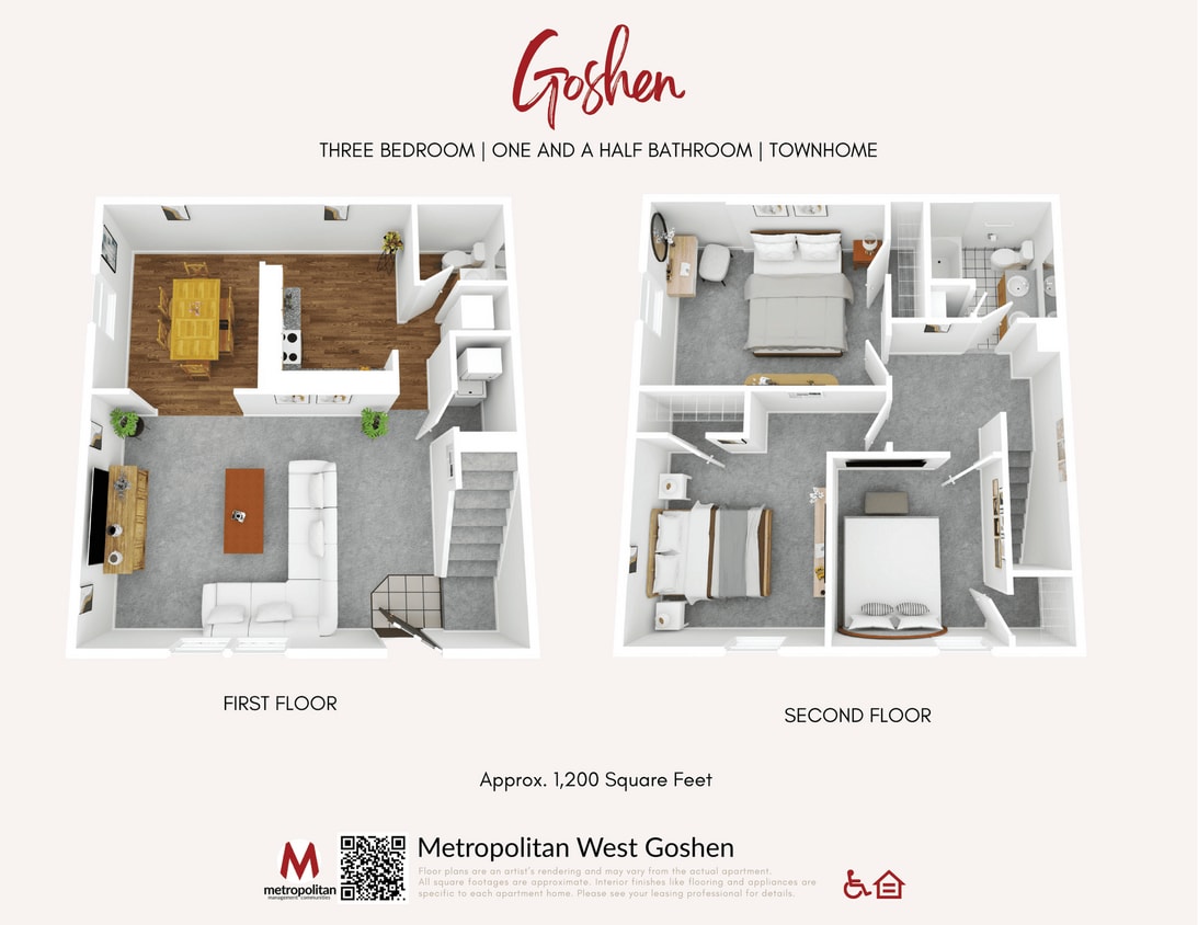Floor Plan - Goshen Townhome | 3 Bedrooms, 1.5 Baths