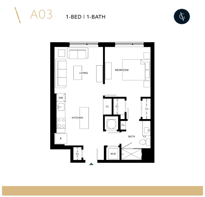 Floor Plan - One Bedroom - A3