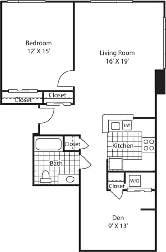Floor Plan - One Bedroom 978 A