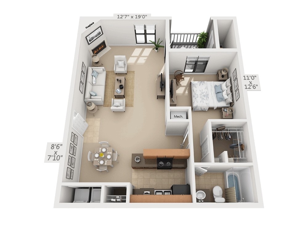 Floor Plan - 1 Bedroom