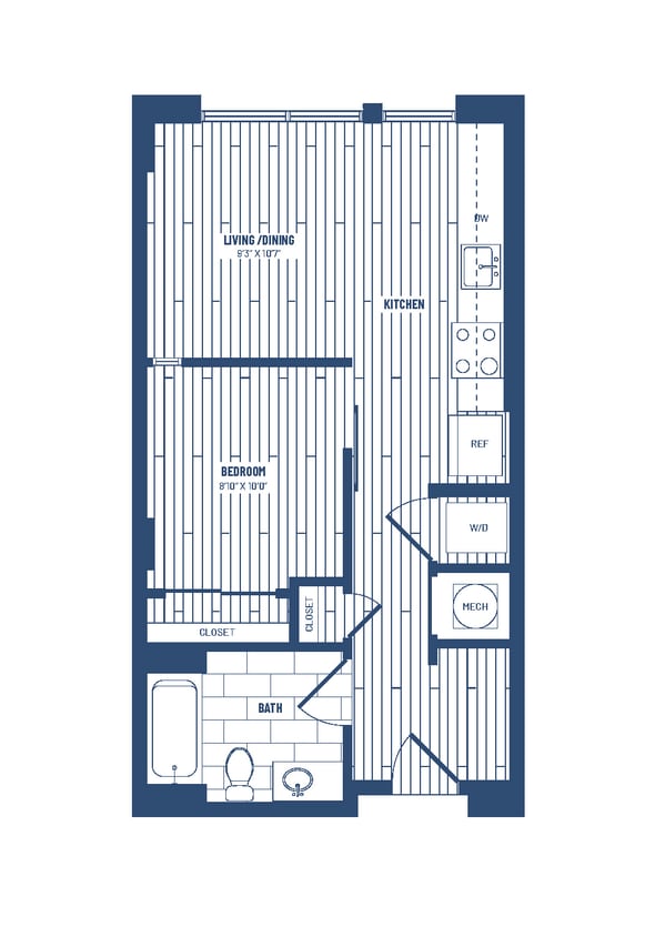 Floor Plan - 1 Bed/1 Bath Junior-HJR1A