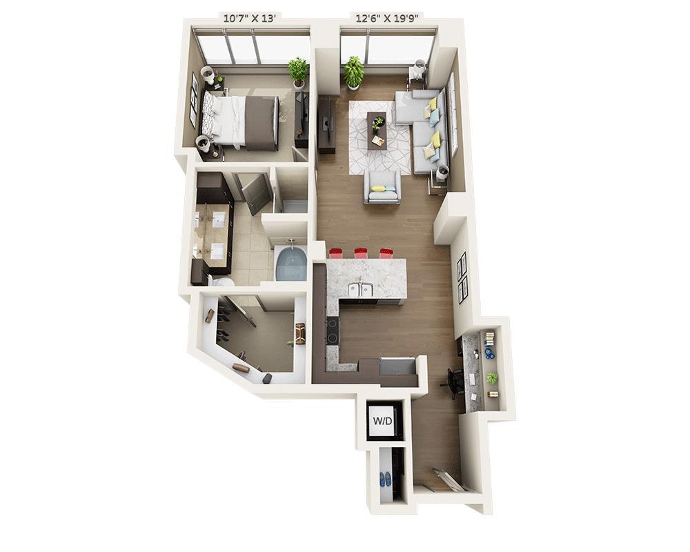 Floor Plan - One Bedroom A1M-PH