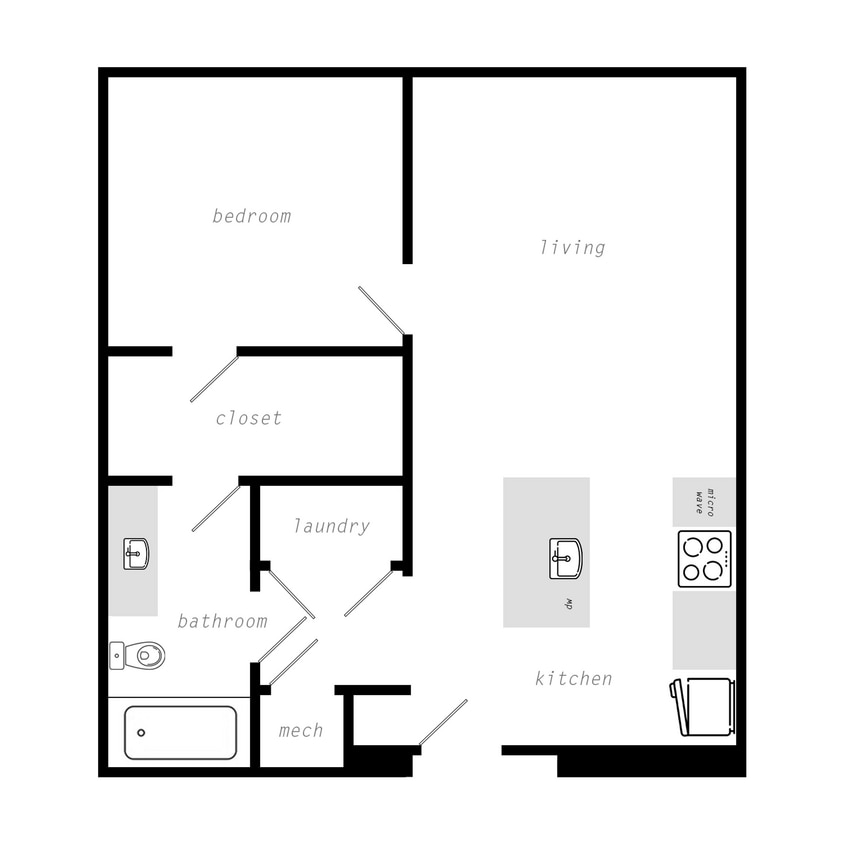 Floor Plan - 1 Bedroom/1 Bath Upper Level
