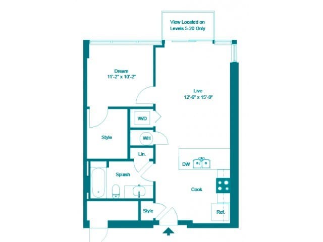 Keppel Floorplan - One Bedroom One Bath (685 SF)