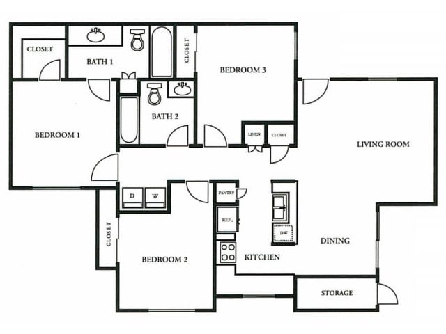 Floor Plan - Three Bedroom / Two Bath