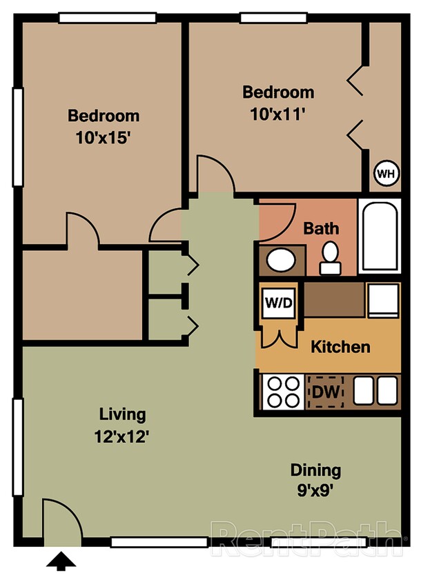 Charming floor plan showcasing two cozy bedrooms, spacious living room, functional kitchen with dining area, and modern bath, ideal for comfortable living. - 2a1 - Bahama