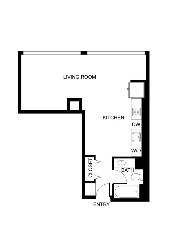 Floor Plan - West 7th | Studio, 1 Bathroom B