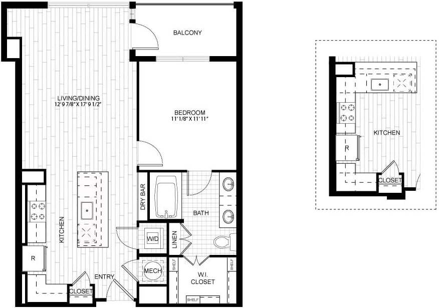 Floor Plan - 1 Bed/1 Bath-T_A02A_B