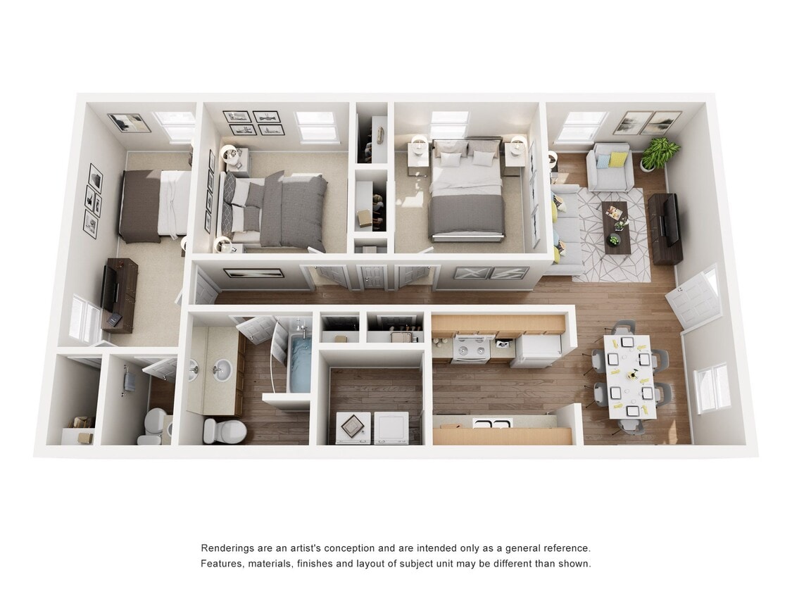 Floor Plan - Three Bedroom, One and Half Bath