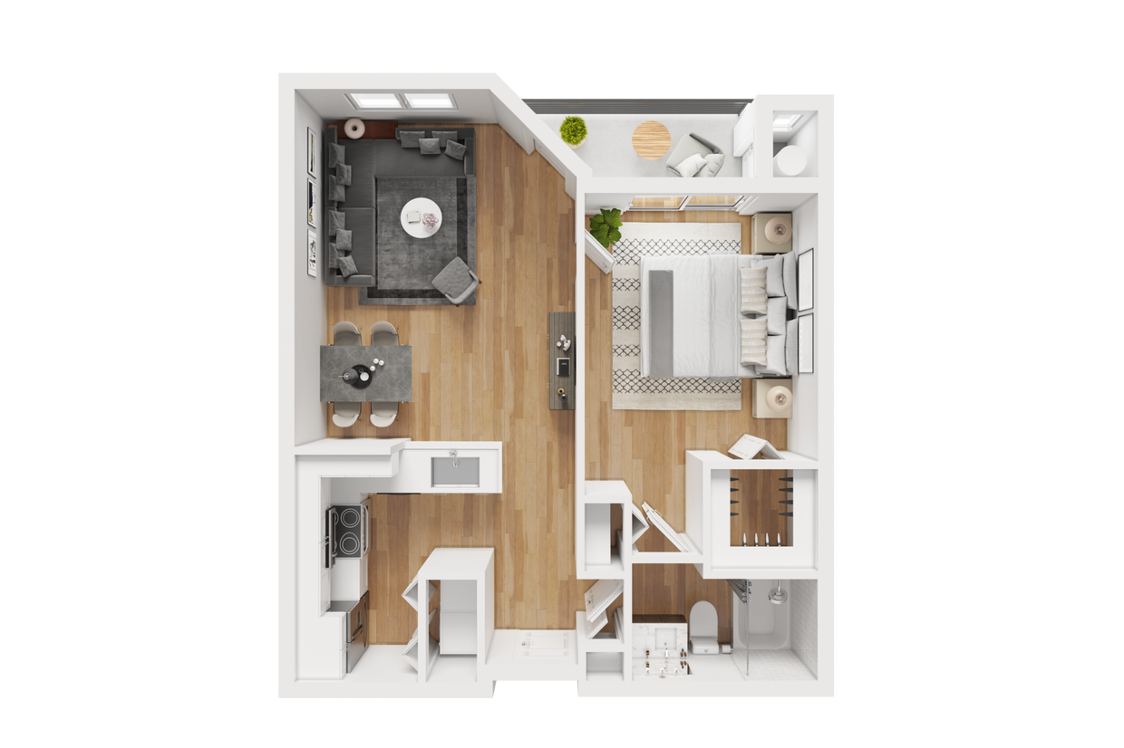 Floor Plan - 1BD, 1BTH A2
