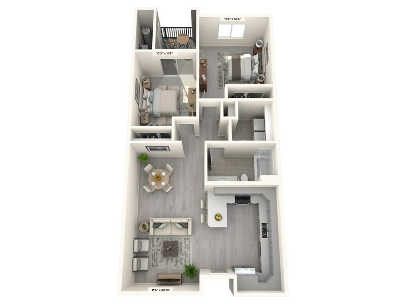 2 bed 1 bath_with dimensions.jpg - 2 Bed/1 Bath