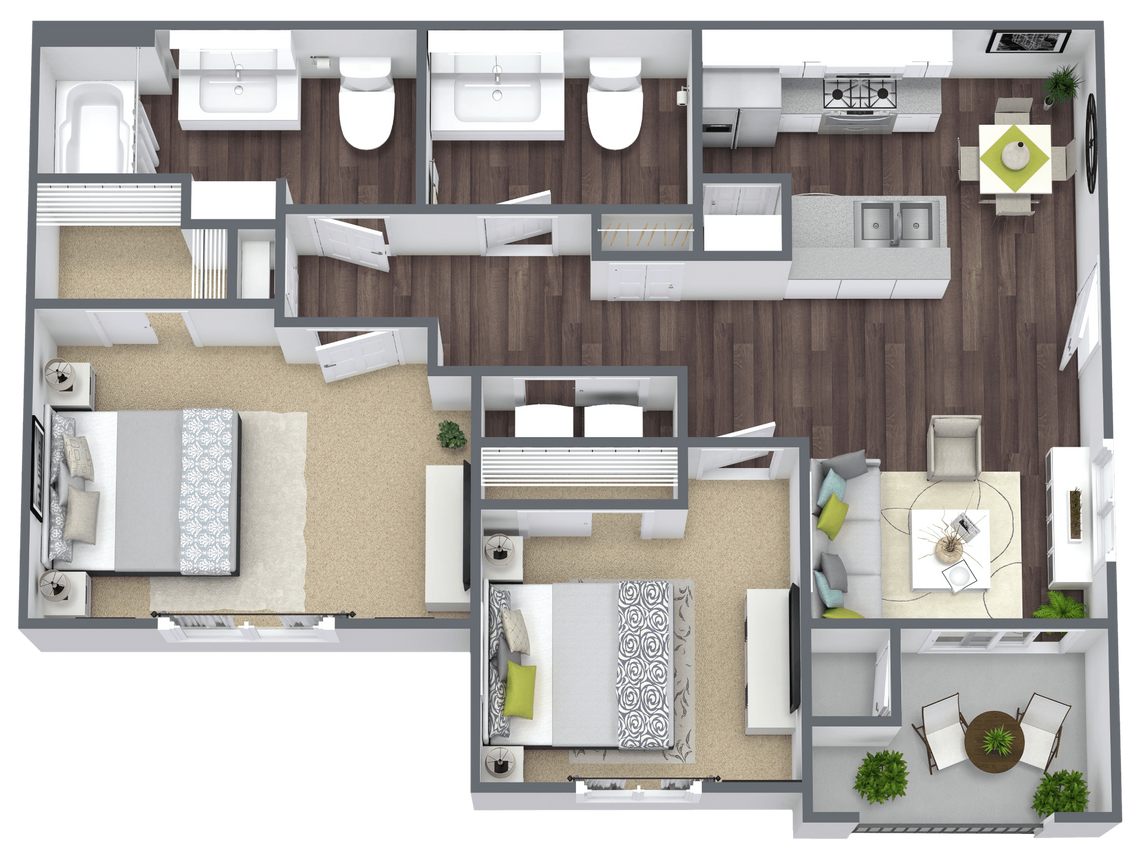Floor Plan - 2 Bed 1.5 Bath