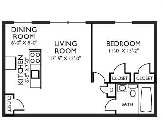 1BR/1BA - 1 Bedroom