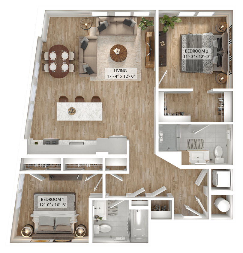 Floor Plan - 2 Bed/2 Bath-B7