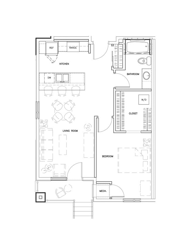 Floor Plan - 1C1NP (Surface Lot Parking)