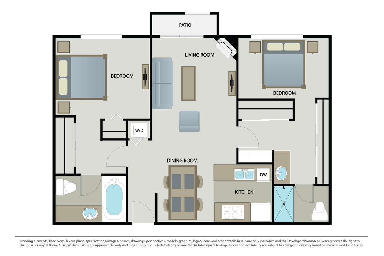 Floor Plan - C2 - 2 Bed 2 Bath