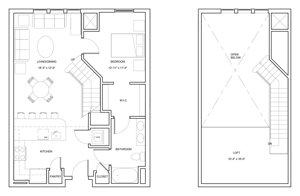 Floor Plan - 1 Bed/1 Bath Loft-A3-L-Patapsco
