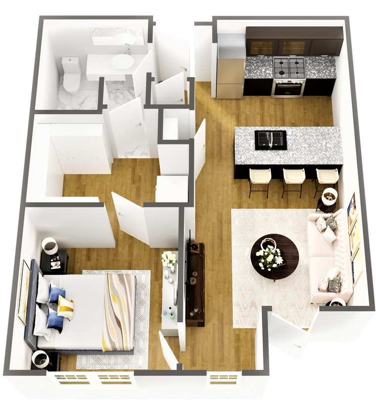 Floor Plan - One Bedroom - Furnished Suite