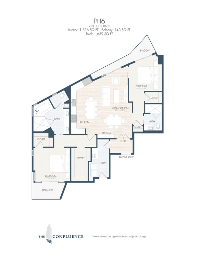 Floor Plan - PH6 | Tower Penthouse 2 Bedroo