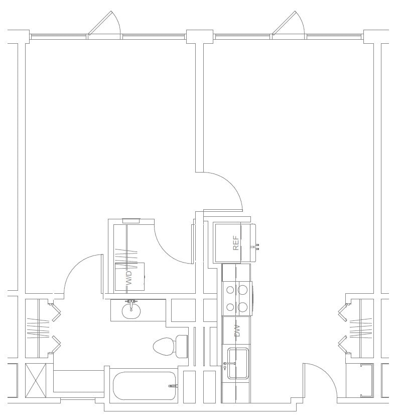 Floor Plan - West 7th | 1 Bedroom, 1 Bathroom | Penthouse-Le...