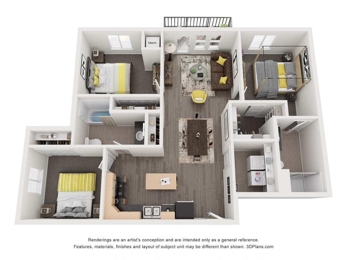 Floor Plan - 3 Bedroom 2 Bathroom