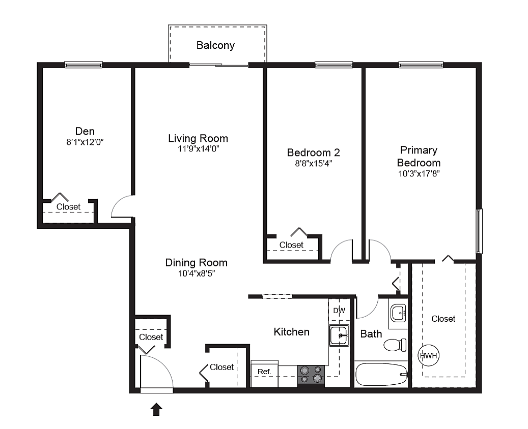 2BR DEN M - Two Bedroom Den Medium