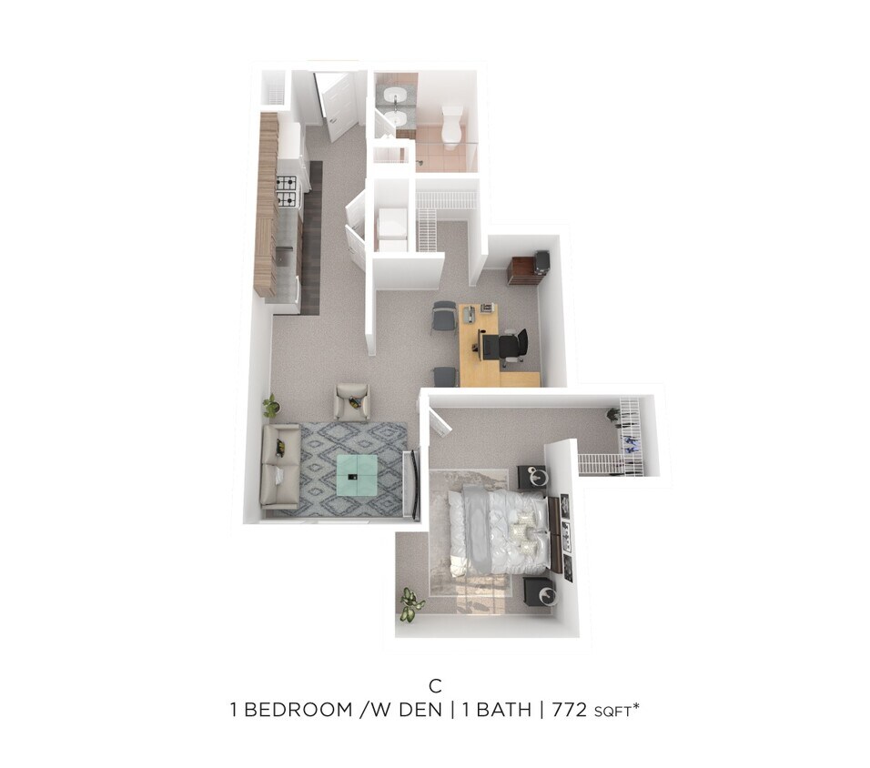 Floor Plan - One Bed One Bath C - 772sqft
