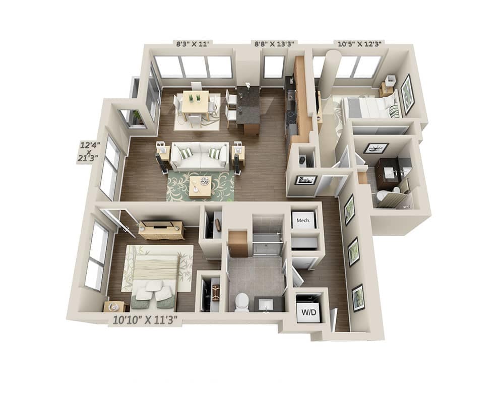 Floor Plan - Two Bedroom B2D
