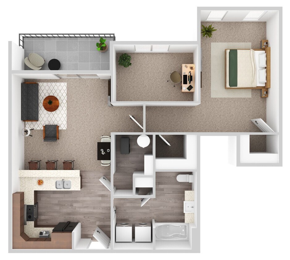 Floor Plan - 1 Bed 1 Bath + Den