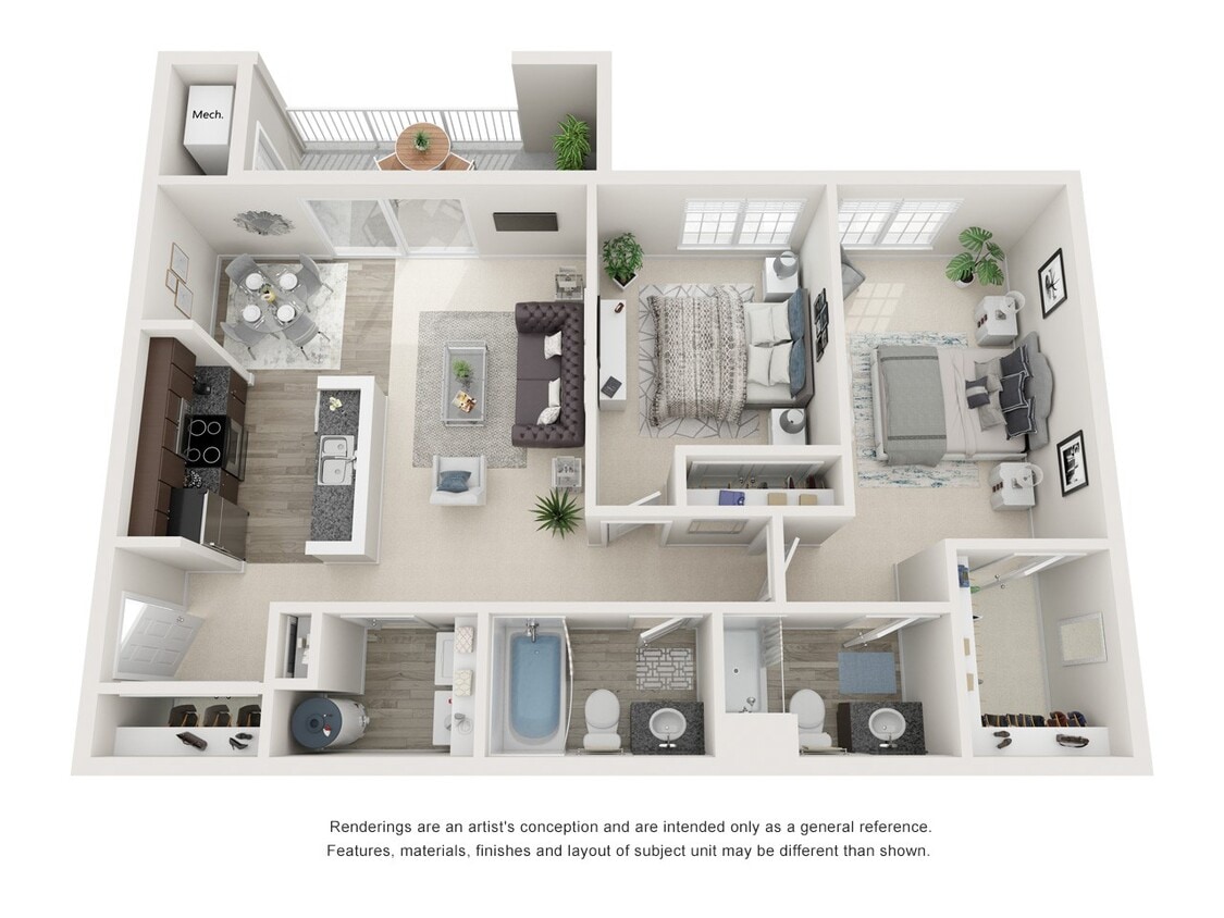 Floor Plan - Two Bedroom Two Bath