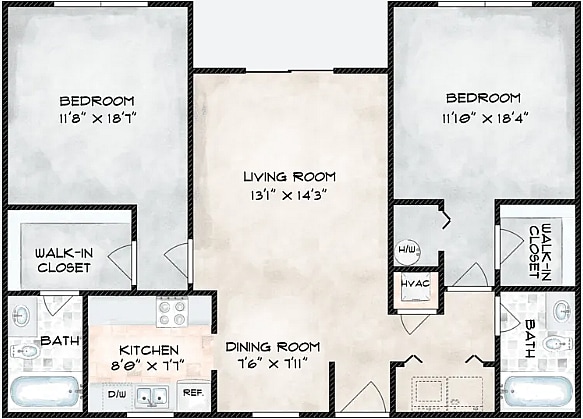 2x2 - 2 Bedroom 2 Bath