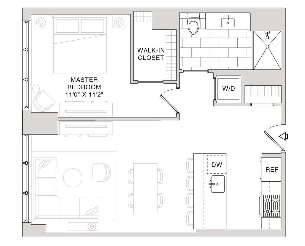 Floor Plan - 1 Bedroom / 1 Bathroom