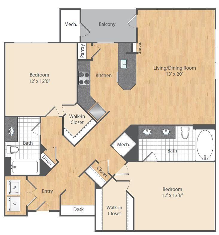 Floor Plan - 2 Bed/2 Bath-B4