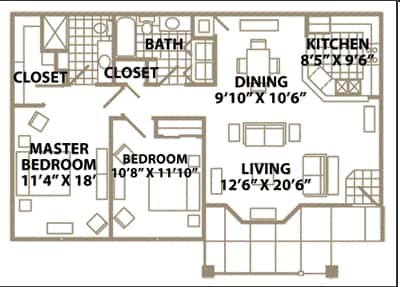 2BR/2BA - Two Bedroom Two Bath