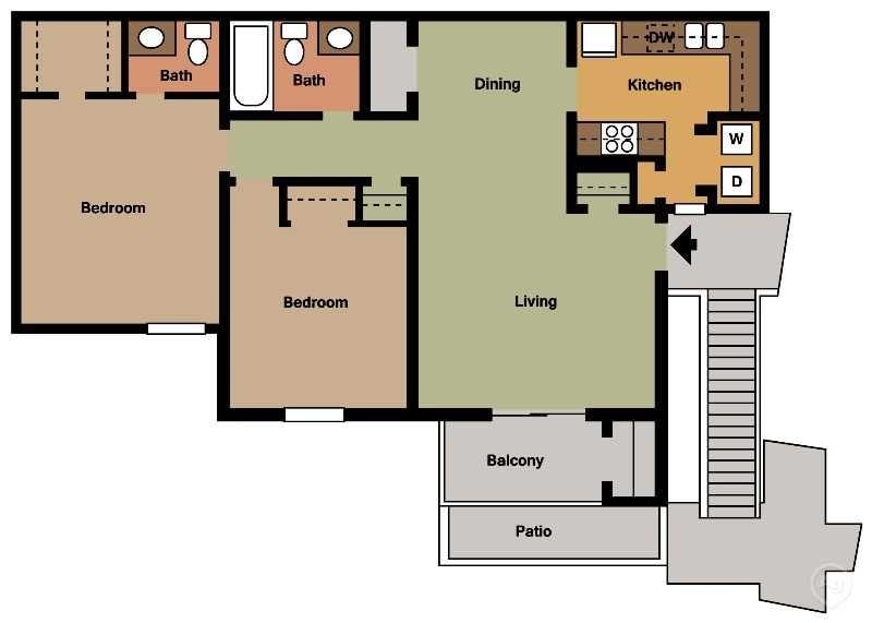 Floor Plan - 2Bed - 1.5Bath