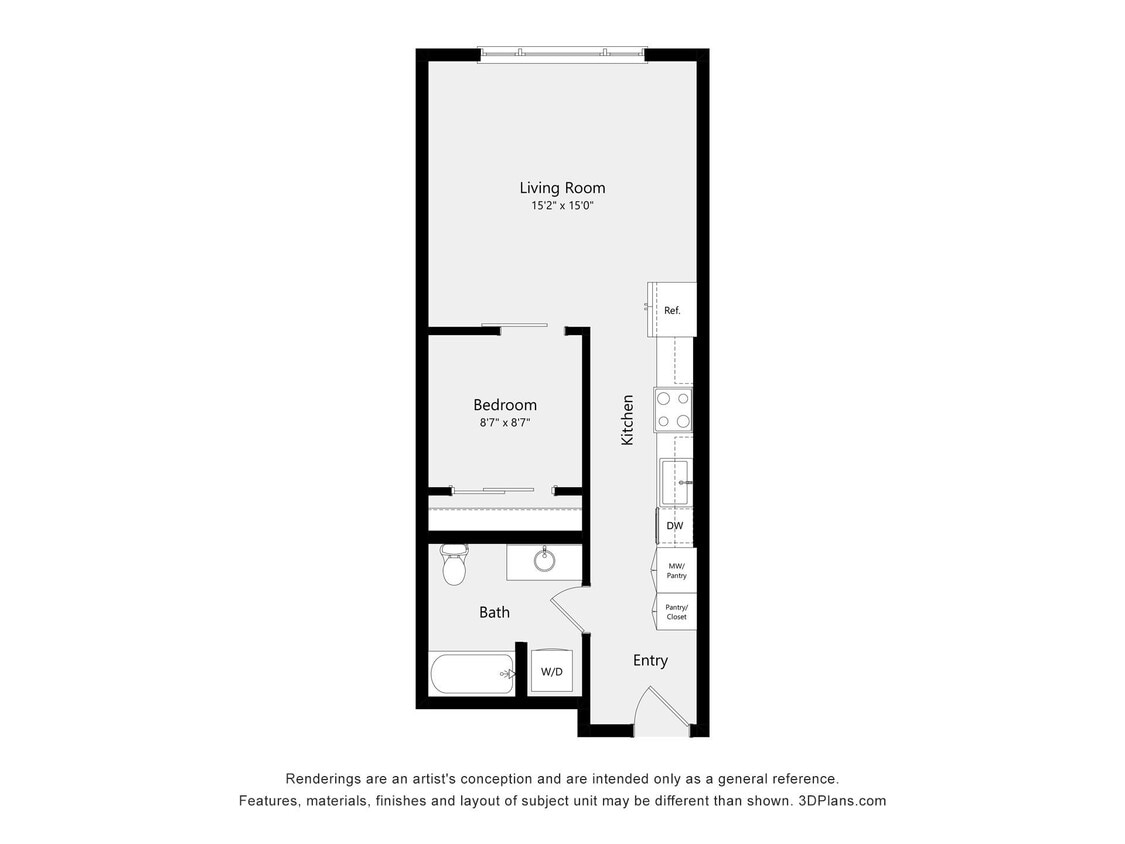 Floor Plan - Urban One Bedroom A02B