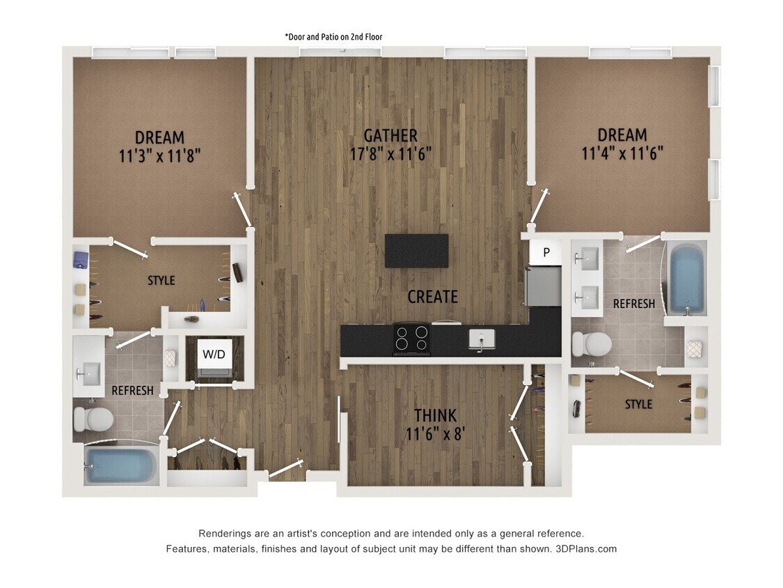 Floor Plan - Two Bed Den E1