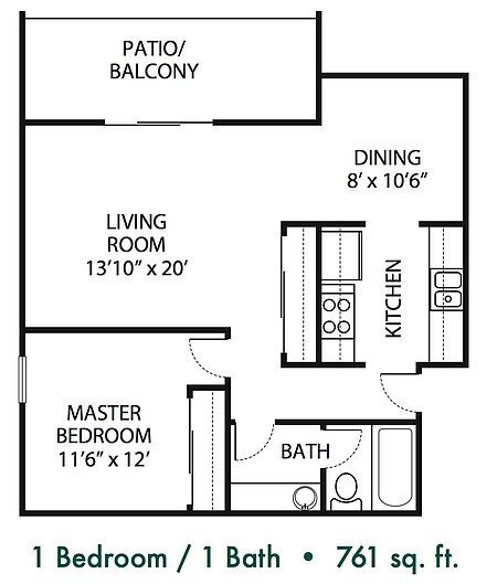 Floor Plan - 1Bed 1Bath #6