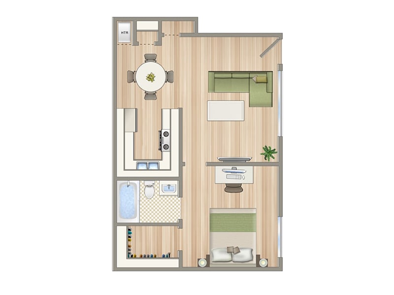 Floor Plan - 1 bed 1 bath