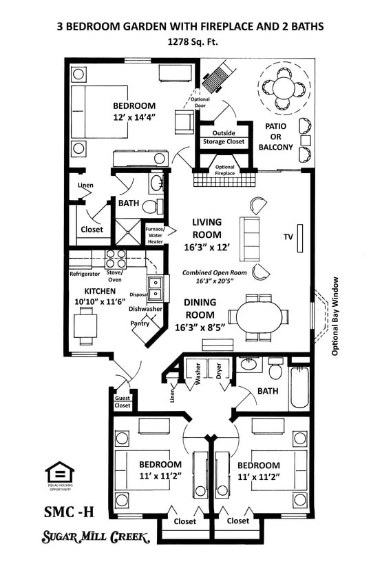 Floor Plan - H-3 Bedroom Garden