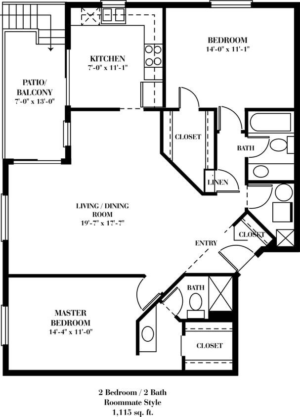2C - 2 Bedroom  2 Bath - Large