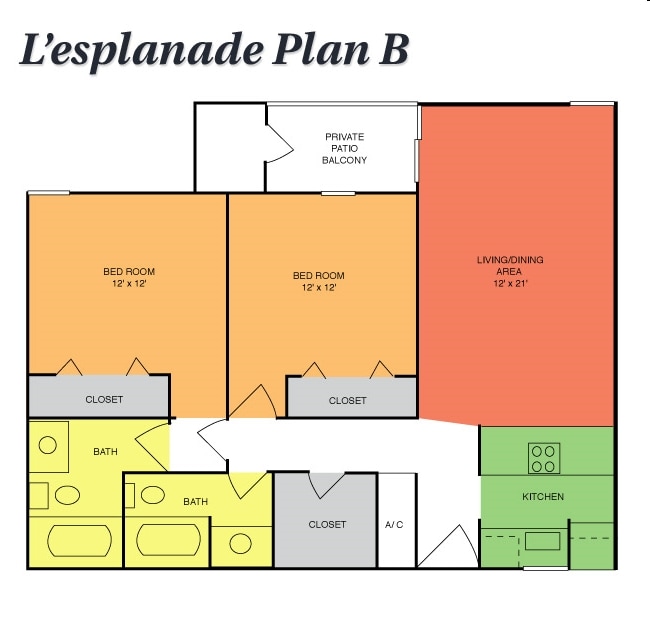 Plan B - 2 Bedrooms, 2 Baths