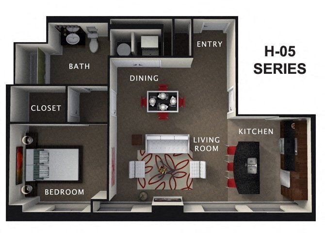 Floor Plan - 1 Bed 1 Bath