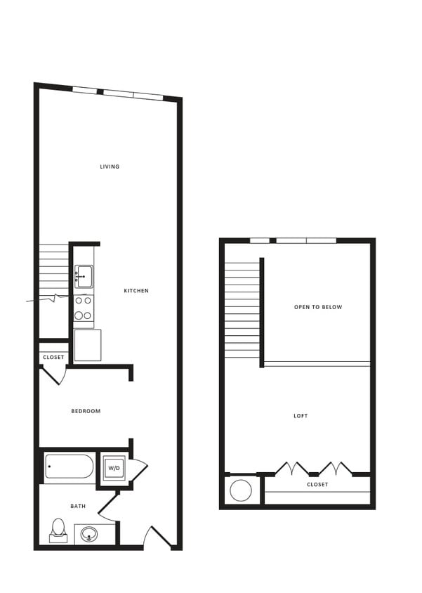 Floor Plan - 1 Bed/1 Bath Loft-A08L Modern