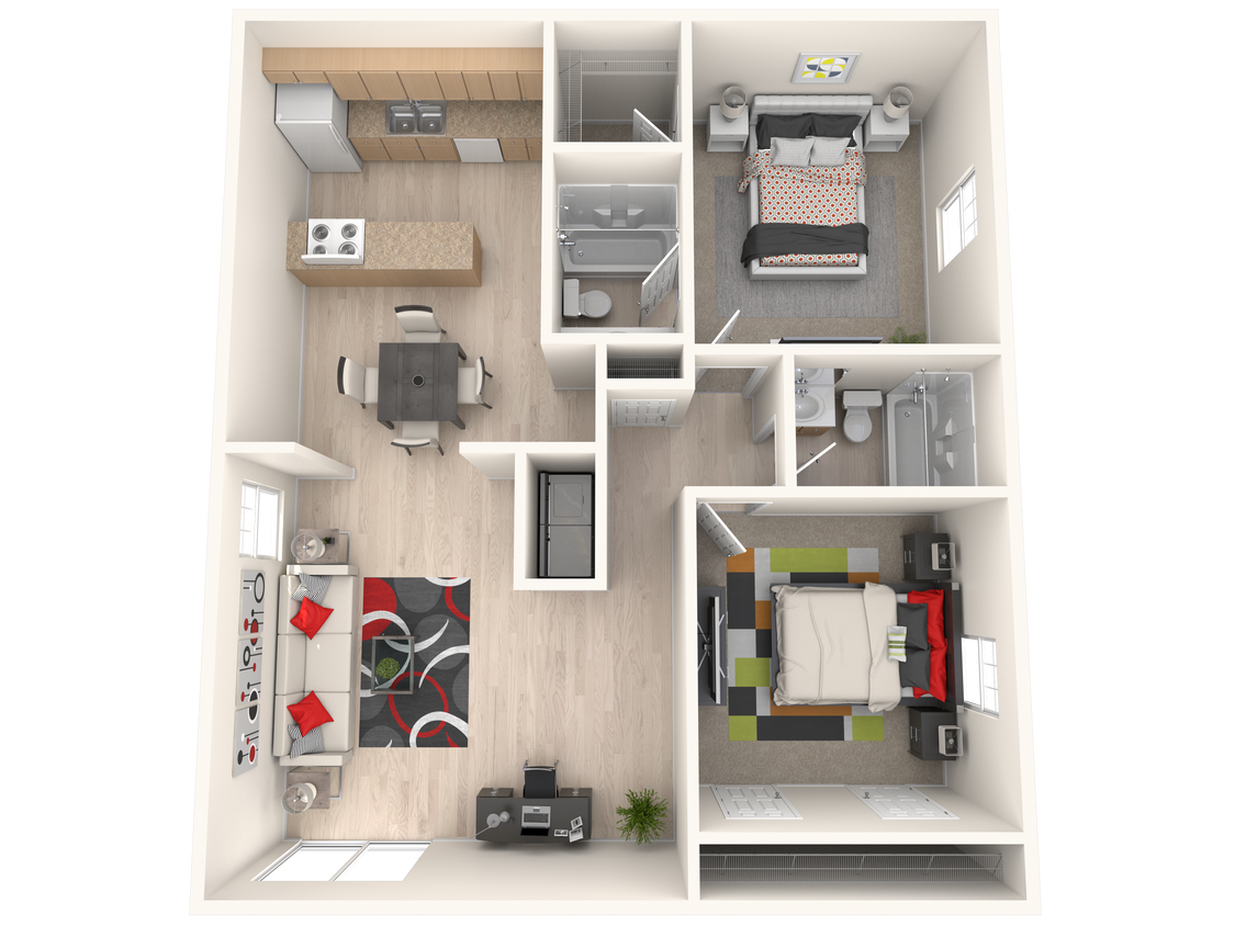 B-2.png - 2 Bed, 2 Bath