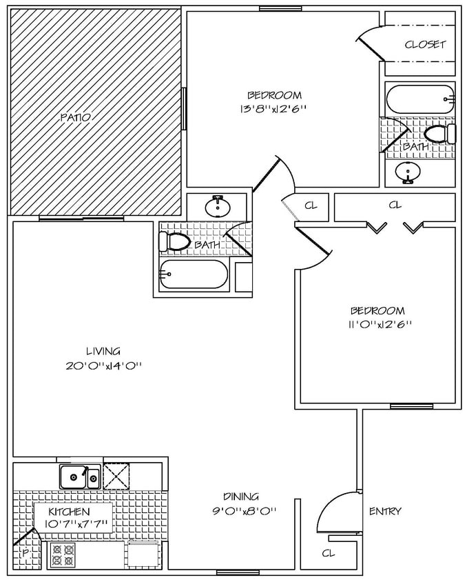 Floor Plan - Two Bed / Two Bath