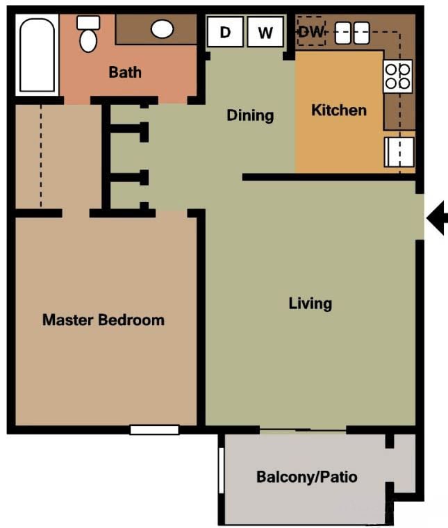 Floor Plan - 1Bed - 1Bath